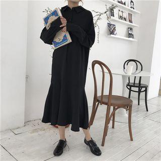Midi Mermaid Shirt Dress Black - One Size