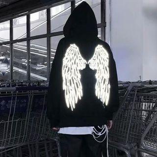Reflective Wings Print Hoodie
