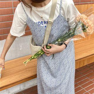 Strappy Floral Midi A-line Dress Floral - Blue - One Size