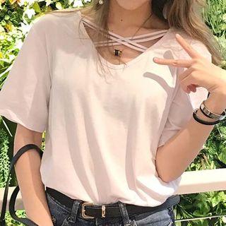 Cross-strap Short-sleeve T-shirt