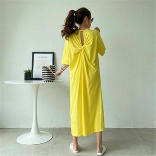 Twist-back Printed T-shirt Dress