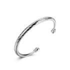 Simple Fashion Textured Open Bangle Silver - One Size