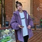 Fleece Hooded Jacket Purple - One Size