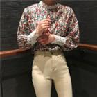 Lace Panel Floral Long-sleeve Top