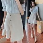 Asymmetrical Ruffle Hem Mini A-line Skirt