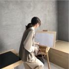 V-neck Knit Vest Coffee - One Size