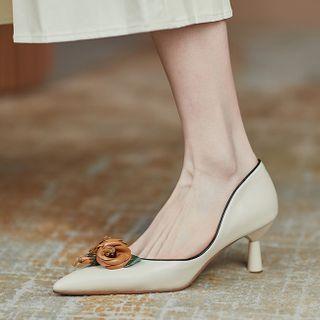 Flower Accent Stiletto Heel Pumps