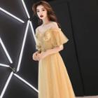 Embellished Cold-shoulder A-line Evening Gown