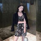 Crop Blazer / Spaghetti Strap Sequined Mini Dress