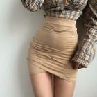 Asymmetric Pencil Mini Skirt