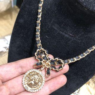 Coin & Bow Pendant Necklace As Shown In Figure - One Size