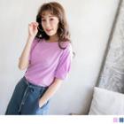 Fold-up Sleeve Plain T-shirt