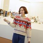 Round Neck Nordic Patterned Sweater