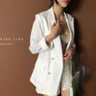 Faux-pearl Double-breasted Ramie Blazer