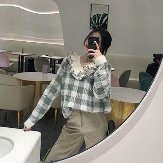 Plaid Long Sleeve Knit Top