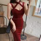 Sleeveless Strappy Midi Bodycon Dress