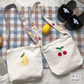 Fruit-applique Canvas Tote Bag