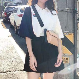 Set: Elbow-sleeve Polo Shirt + Mini A-line Skirt