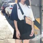 Set: Elbow-sleeve Polo Shirt + Mini A-line Skirt