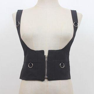 Zip Front Vest Black - One Size