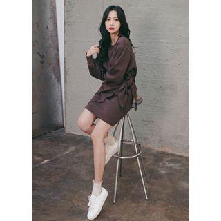 Wrap-front Sheath Sweatshirt Dress