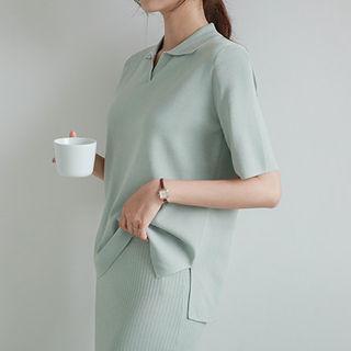 Open-placket Slit-side Top
