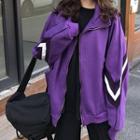 Striped Zip Jacket Purple - One Size