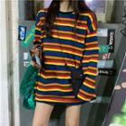 Striped Long-sleeve Oversize T-shirt Stripe - Multicolor - One Size