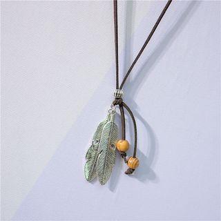 Metallic Feather Necklace As Shown In Figure - One Size