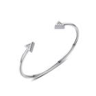 Simple Personality Geometric Triangle Cubic Zirconia Titanium Titanium Open Bangle Silver - One Size