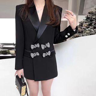 Rhinestone Bow Blazer
