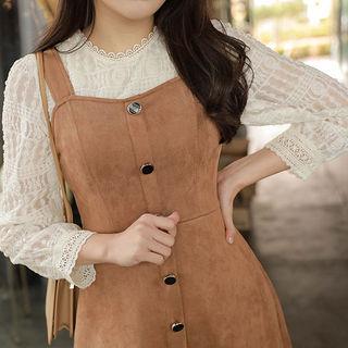 Crochet-edge 3/4-sleeve Lace Top