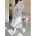 Tiered Crinkled Long Dress Ivory - One Size
