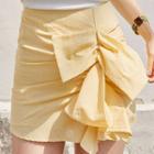 Drape-front Mini Pencil Skirt