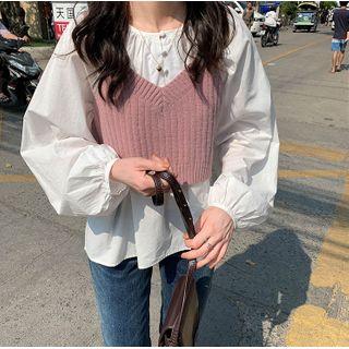 V-neck Cropped Knit Tank Top