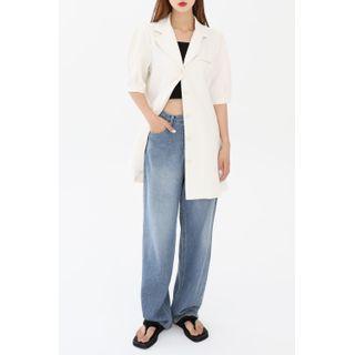 Puff-sleeve A-line Blazer Dress