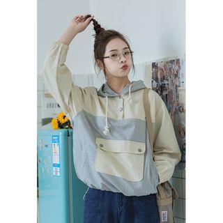 Paneled Placket Hoodie