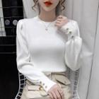 Long-sleeve Bell-sleeve Knit Top