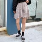 Leopard Mini Flare Skirt Light Beige - One Size