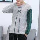 Lace-up Colored Panel Sweater