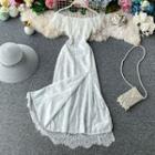 Lace-hem Off-shoulder Dress