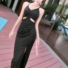 Sleeveless Cutout Maxi Dress Black - One Size