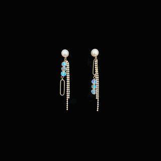 Non-matching Rhinestone Drop Earring 1 Pair - Stud Earrings - One Size