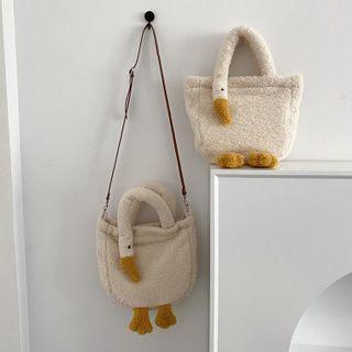 Fleece Cartoon Goose Handbag / Crossbody Bag