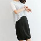 Mock Two-piece Short-sleeve Shift Dress
