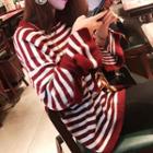 Striped Asymmetrical Sweater Red & White - One Size