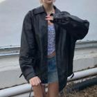 Oversized/ Zipped Faux Leather Jacket