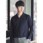 Open-placket Long-sleeve Stripe Shirt
