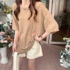 Short-sleeve Round Neck Loose-fit Top