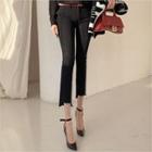 Cutout-hem Slim Straight-cut Pants